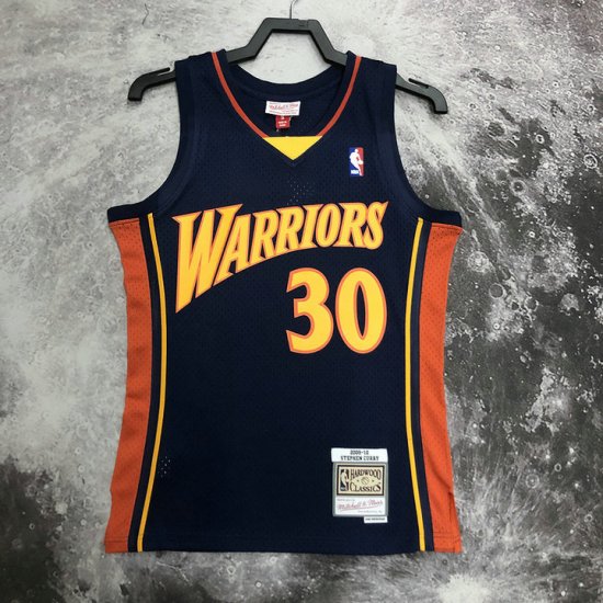 NBA 30 Curry Warriors 2009-10 Maillot Retro Marine imprimé